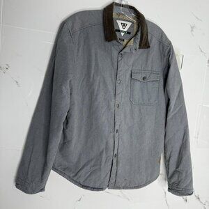 VISSLA Men Quilted Jacket Snap Front Corduroy Collar Elbow Pads M Sustainable